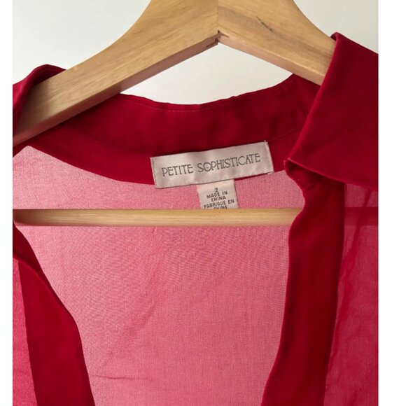 1990s Vintage Red Sheer Blouse - Picture 5 of 6